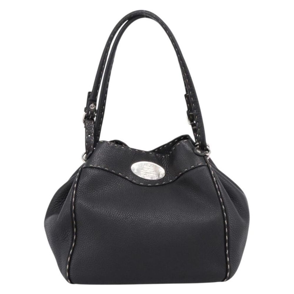Fendi Selleria Bucket Leather Black Leather Tote Bag Bag